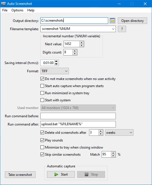 Main window in Windows